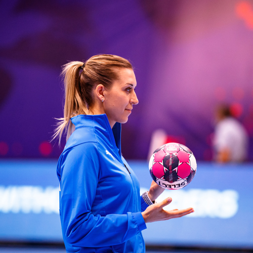 A CSKA player with a handball